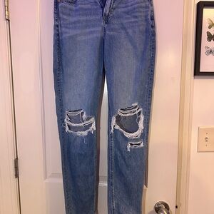American Eagle Outfitters Blue Straight Leg Jeans Distressed
